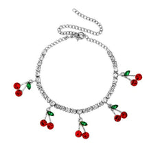 Load image into Gallery viewer, Boho Cherry Crystal Pendant Anklets For Women Gold Silver Color Luxury