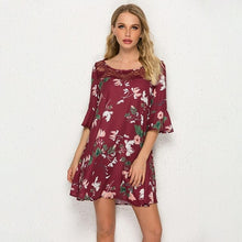 Load image into Gallery viewer, Boho Floral Print Ruffles Women Dress Summer Sexy O Neck Short