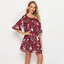 Load image into Gallery viewer, Boho Floral Print Ruffles Women Dress Summer Sexy O Neck Short
