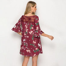 Load image into Gallery viewer, Boho Floral Print Ruffles Women Dress Summer Sexy O Neck Short