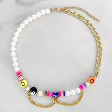Load image into Gallery viewer, Irregular Pearl Smiley Face Asymmetric Beaded Necklace