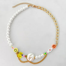 Load image into Gallery viewer, Irregular Pearl Smiley Face Asymmetric Beaded Necklace