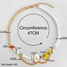 Load image into Gallery viewer, Irregular Pearl Smiley Face Asymmetric Beaded Necklace