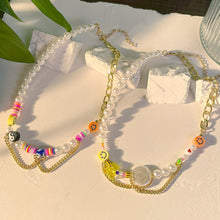 Load image into Gallery viewer, Irregular Pearl Smiley Face Asymmetric Beaded Necklace