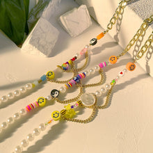 Load image into Gallery viewer, Irregular Pearl Smiley Face Asymmetric Beaded Necklace