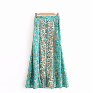 Front Button Cute Floral Skirt