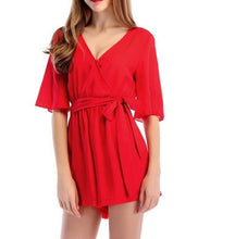 Load image into Gallery viewer, Boho Solid Ruffles Summer Playsuit Elegant  V Neck