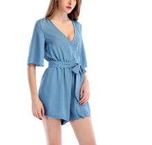 Load image into Gallery viewer, Boho Solid Ruffles Summer Playsuit Elegant  V Neck