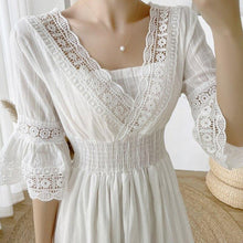Load image into Gallery viewer, Boho White Dress Women Short Sleeved Lace Slim Mini Dress Vestidos - Sophornlilly