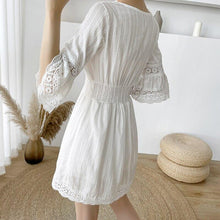 Load image into Gallery viewer, Boho White Dress Women Short Sleeved Lace Slim Mini Dress Vestidos - Sophornlilly