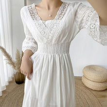 Load image into Gallery viewer, Boho White Dress Women Short Sleeved Lace Slim Mini Dress Vestidos - Sophornlilly