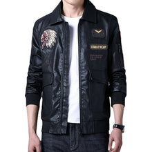 Load image into Gallery viewer, Bomber Jacket Men Indian Pattern Embroidered Faux Leather