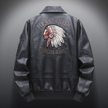 Load image into Gallery viewer, Bomber Jacket Men Indian Pattern Embroidered Faux Leather