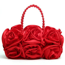 Load image into Gallery viewer, Boutique Red Flower Rose Bush Women Satin Evening Purse Beaded