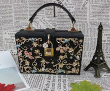 Load image into Gallery viewer, Box evening bag diamond flower Clutch Bag hollow relief Acrylic luxury