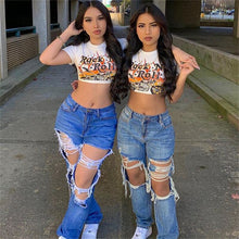 Load image into Gallery viewer, Fashion Loose Ripped Hole Straight Denim Pants