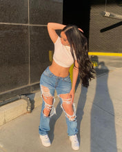 Load image into Gallery viewer, Fashion Loose Ripped Hole Straight Denim Pants