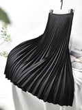 Elegant Chic Solid Pleated Skirt