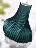 Elegant Chic Solid Pleated Skirt