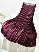 Elegant Chic Solid Pleated Skirt