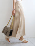 Elegant Chic Solid Pleated Skirt