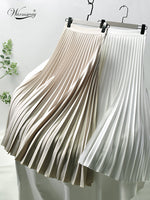 Elegant Chic Solid Pleated Skirt