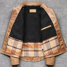 Load image into Gallery viewer, Zipper Jacket Genuine Leather Gold Coat Oversized