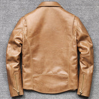 Zipper Jacket Genuine Leather Gold Coat Oversized