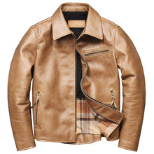 Load image into Gallery viewer, Zipper Jacket Genuine Leather Gold Coat Oversized