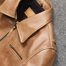 Load image into Gallery viewer, Zipper Jacket Genuine Leather Gold Coat Oversized