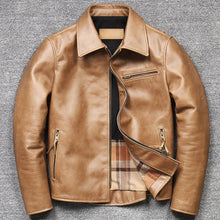 Load image into Gallery viewer, Zipper Jacket Genuine Leather Gold Coat Oversized