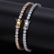 Load image into Gallery viewer, Brass Tennis Bracelet AAA CZ 3mm 4mm 5mm 1 Row Cubic Zirconia Gold