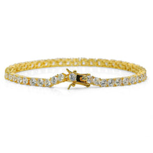 Load image into Gallery viewer, Brass Tennis Bracelet AAA CZ 3mm 4mm 5mm 1 Row Cubic Zirconia Gold