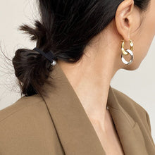 Load image into Gallery viewer, Brass With 18k Gold Double Color Chain Dropping Earrings Women Jewelry