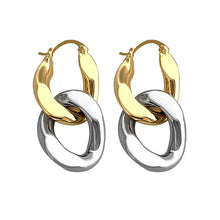Load image into Gallery viewer, Brass With 18k Gold Double Color Chain Dropping Earrings Women Jewelry