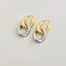 Load image into Gallery viewer, Brass With 18k Gold Double Color Chain Dropping Earrings Women Jewelry