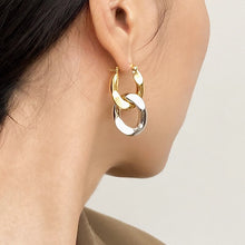 Load image into Gallery viewer, Brass With 18k Gold Double Color Chain Dropping Earrings Women Jewelry