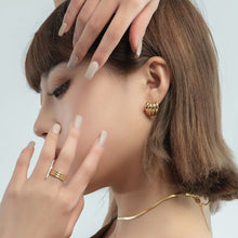 Load image into Gallery viewer, Brass With 18k Gold Geo Wave Stud Earrings Women Jewelry Party T Show