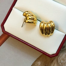 Load image into Gallery viewer, Brass With 18k Gold Geo Wave Stud Earrings Women Jewelry Party T Show