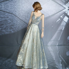 Load image into Gallery viewer, Brilliant Appliques Sexy V Neck Sleeveless Evening Dress Classic