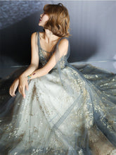 Load image into Gallery viewer, Brilliant Appliques Sexy V Neck Sleeveless Evening Dress Classic