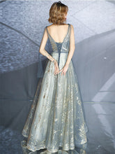 Load image into Gallery viewer, Brilliant Appliques Sexy V Neck Sleeveless Evening Dress Classic