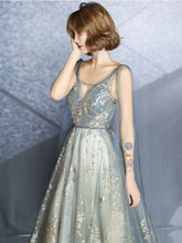 Load image into Gallery viewer, Brilliant Appliques Sexy V Neck Sleeveless Evening Dress Classic