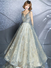 Load image into Gallery viewer, Brilliant Appliques Sexy V Neck Sleeveless Evening Dress Classic