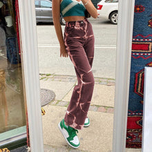 Load image into Gallery viewer, Brown Tie Dye Print Baggy Jeans Vintage Aesthetic