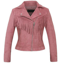 Load image into Gallery viewer, Brown faux leather Women high quality suede leather jacket spring fall