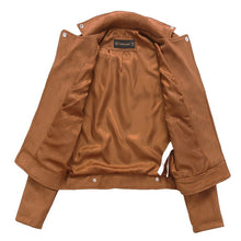 Load image into Gallery viewer, Brown faux leather Women high quality suede leather jacket spring fall