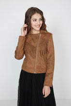 Load image into Gallery viewer, Brown faux leather Women high quality suede leather jacket spring fall