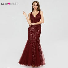 Load image into Gallery viewer, Burgundy Evening Dresses For Women Party Ever Pretty EP07886 Elegant V