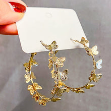 Load image into Gallery viewer, Butterfly Big Hoop Crystal Circle Earrings